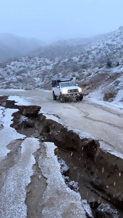 Almost got swallowed up while enjoying some desert snow with @mrlevine . I could see myself driving into this while dist