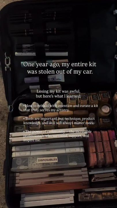 Story time about every MUA’s worst nightmare 😅

One year ago, my entire kit was stolen out of my car. It happened on a Tuesday, just days before two weddings that weekend so I had no time to sit and wallow in my sadness 