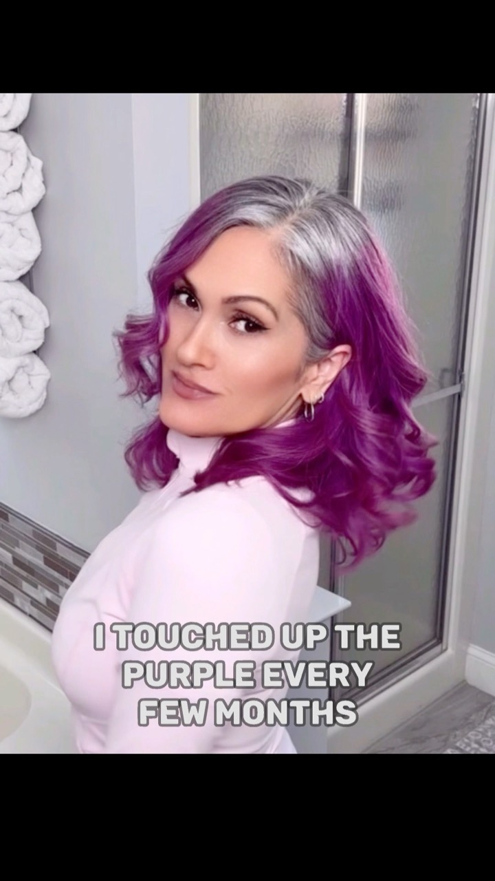 💜 Today marks ONE YEAR growing out my natural gray hair for the third time! #grayhair #greyhair