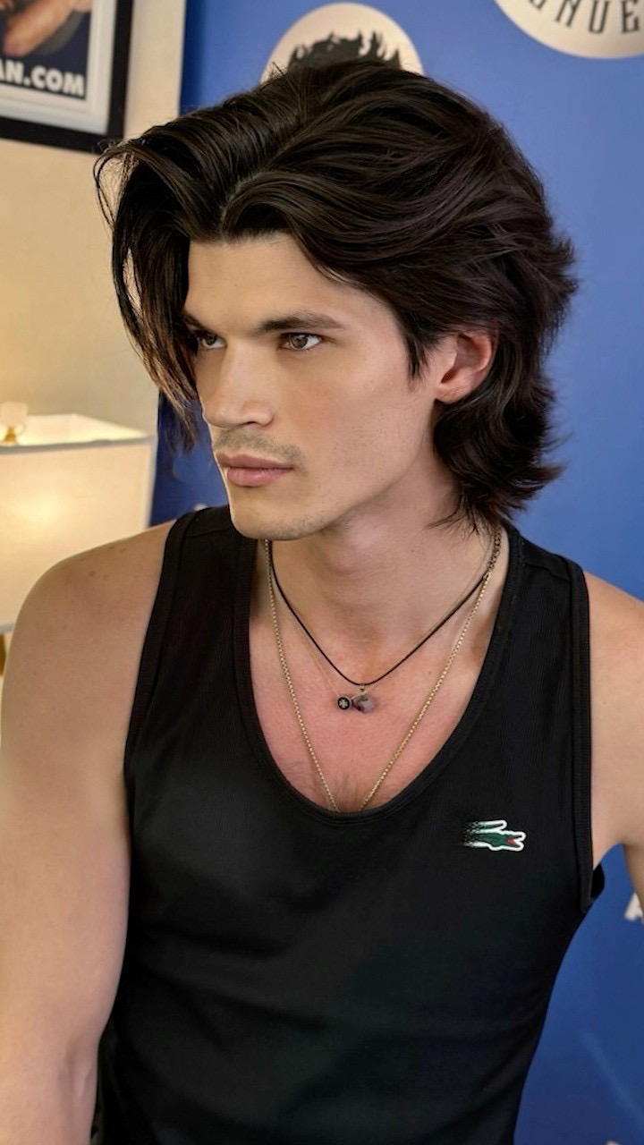 Fashion model men's haircut by Sergio Slavnov