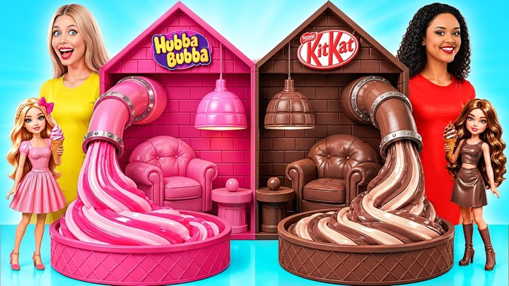 We Build Amazing Doll House Bubble Gum vs Chocolate | Funny Situations by Bubba DO Challenge