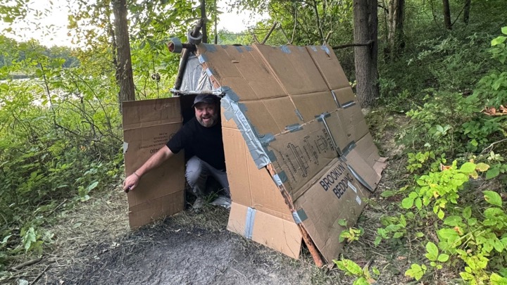I built a Cardboard House in the middle of the forest