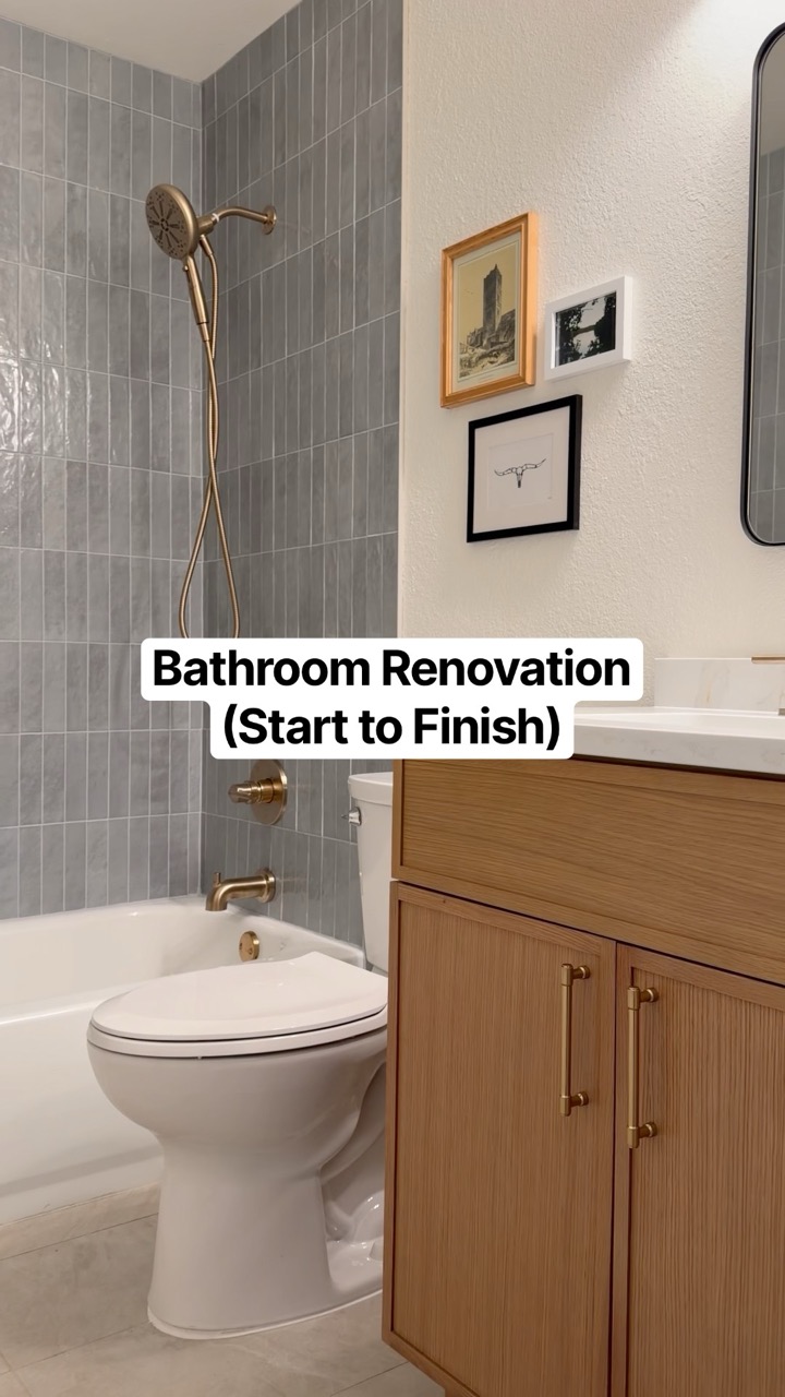 Start to finish bathroom renovation 🤠 Next, the exterior Reno!! #bathroomrenovation #diyprojects