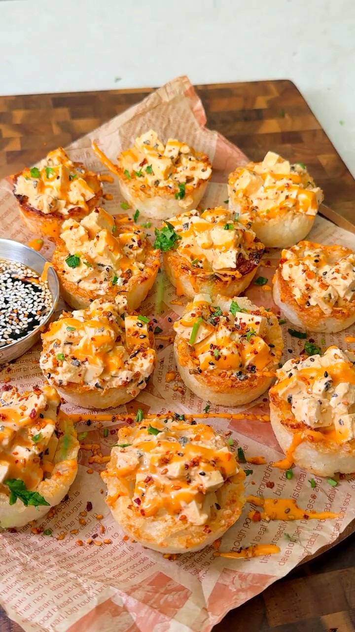 Crispy Rice Sushi Cups with a Spicy Little Surprise