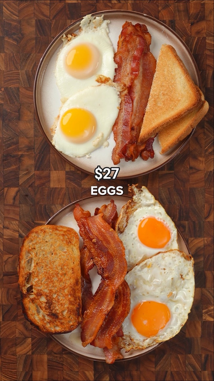 $7 Bacon and Eggs vs $27 Bacon and Eggs #cooking #recipe