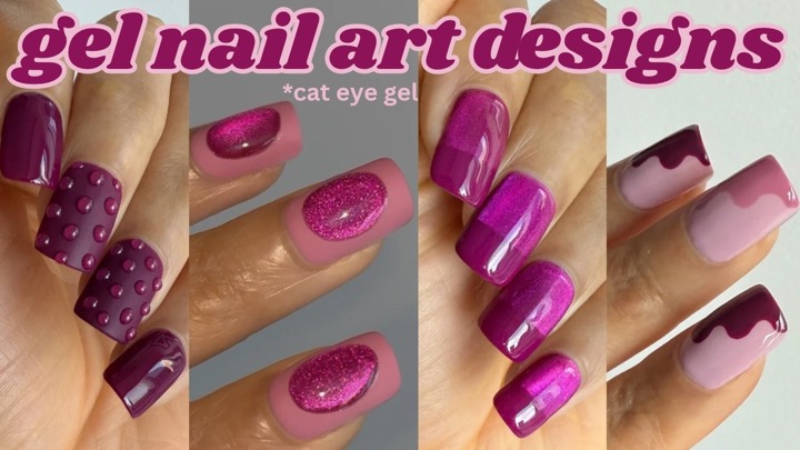 GEL NAIL ART DESIGNS AT HOME | CAT EYE NAIL ART