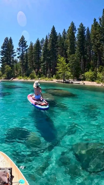 Paddleboarding on Lake Tahoe’s west shore. The scenery is incredible ☀️🌲

#paddleboarding #tahoelife #tahoe #laketahoe