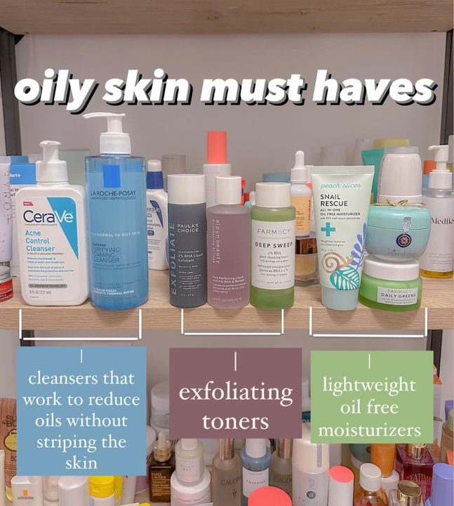 I posted this graphic back in October 2023 and it’s my most reached post so shout out to all my fellow oily skin people!! 

Since then I have emptied the Farmacy exfoliating toner, tatchas water cream moisturizer, and pe