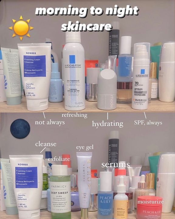 ☀️ morning to 🌑 night skincare routine

This is what i do:
☀️☀️☀️☀️
1. Cleanser - sometimes. Really I only do if I feel like I was sweating overnight.
2. I always do a facial spray! Love this one from @larocheposayusa 
3