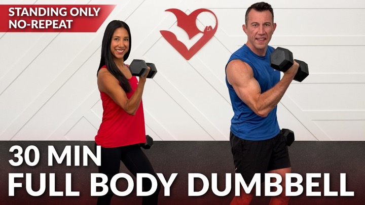 30 Min Standing Full Body Workout with Dumbbells at Home Weights for Beginners, Men, & Women Over 50