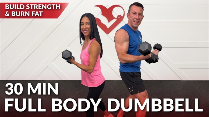 30 Min Full Body Workout Using Dumbbells at Home - No Repeat Strength Training for Women & Men