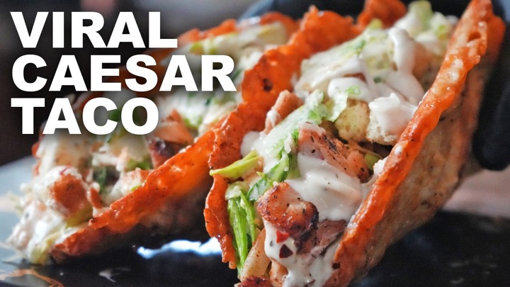 Viral Chicken Caesar Taco | The shell is Cheese!
