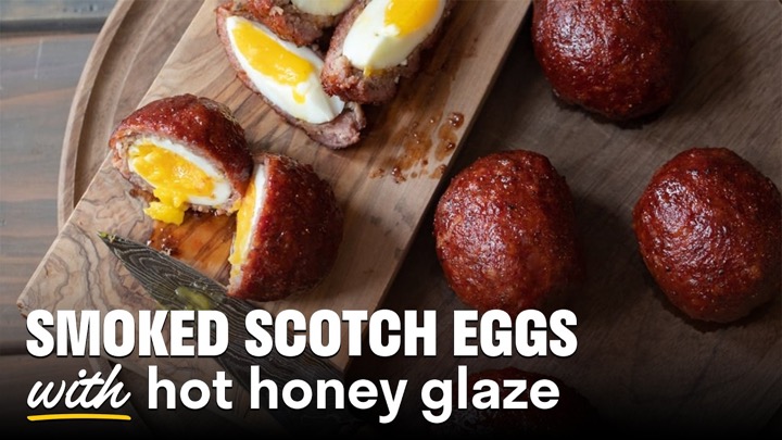 Smoked Scotch Eggs with Hot Honey Glaze