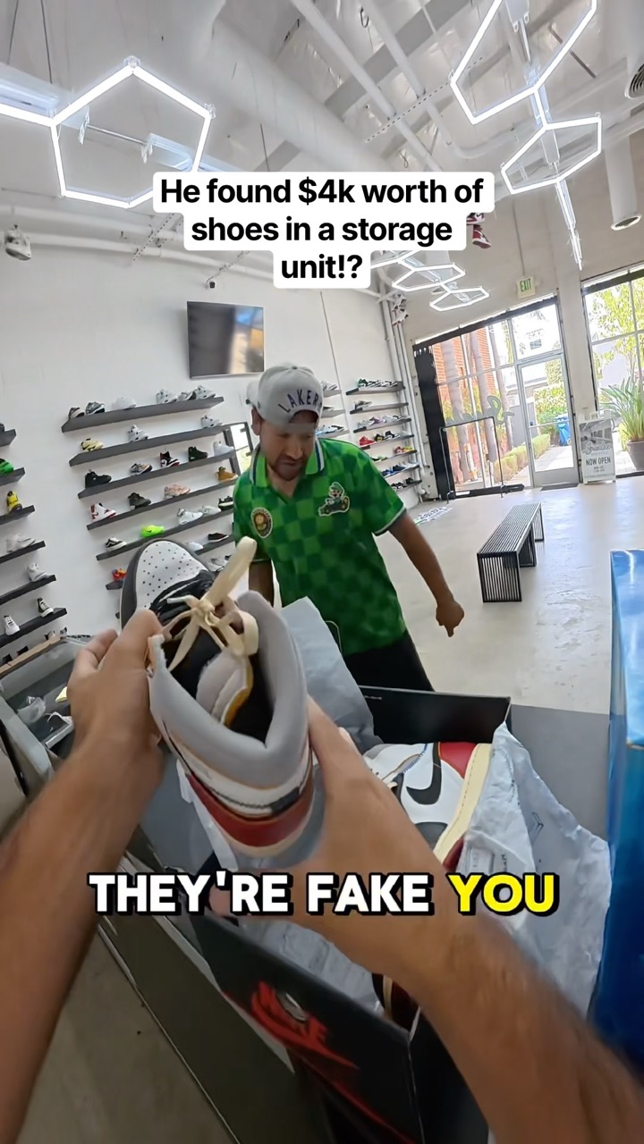 He found $4k worth of shoes in a storage unit!? #storageunitauctions #sneakers