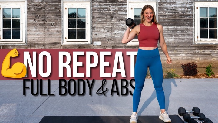 20 min NO REPEAT FULL STANDING Full Body and Abs Strength Training