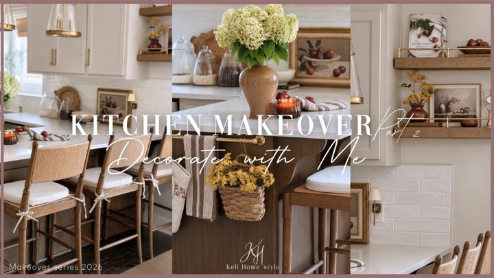 KITCHEN MAKEOVER PART 2 || EARLY FALL DECORATE WITH ME || DIY TRANSFORMATION AND STYLING IDEAS