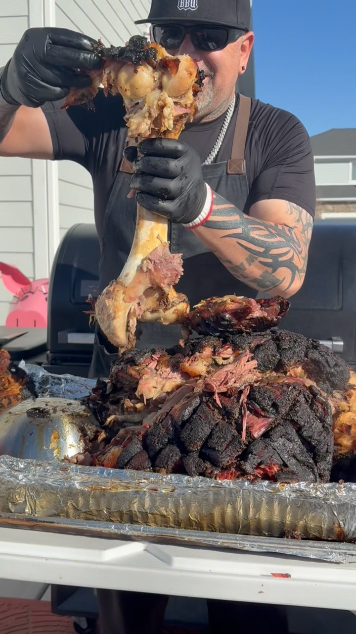 Smoking a whole cow leg #beef #butcher