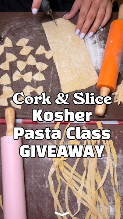 KOSHER PASTA MAKING CLASS GIVEAWAY‼️🚨🍝 Finally tried the pasta class @corkandslice_bk and I’m actually OBSESSED. You get to make pasta completely from scratch, and eat the most amazing food— fun appetizers, a buffet dinn