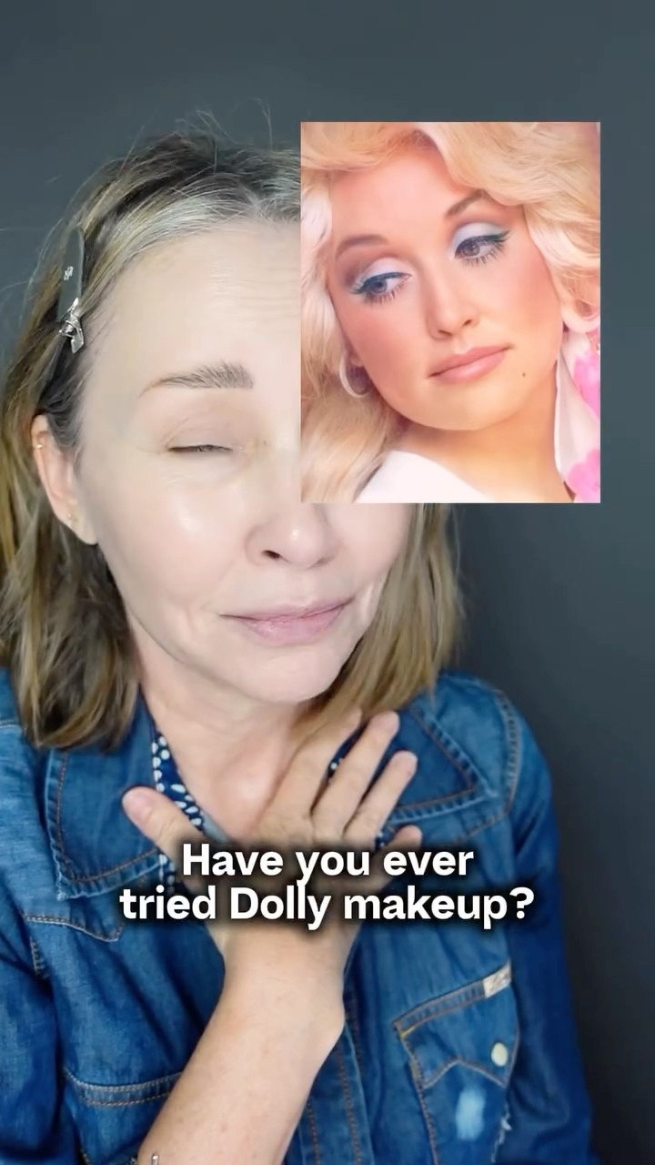 My makeup tribute to Dolly. Did you know she had a makeup brand? #over40makeup #dollyparton #promua