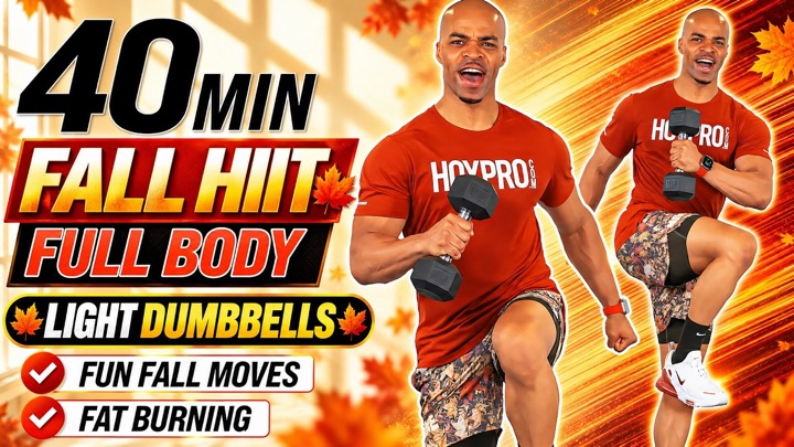 40 Min FALL THEMED Full Body HIIT Workout 🍂 | Light Dumbbells + Fun Fall Exercises