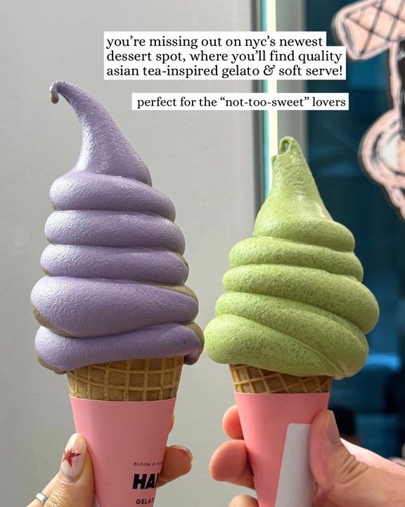 tea flavored anything has me in a chokehold

follow @missrubo for more nyc gems & yummy eats! 🍦

➺ @hanagelateria / long island city

☆ matcha soft serve - $7
☆ ube + oolong tea swirl soft serve - $7.50
☆ deep matcha gel