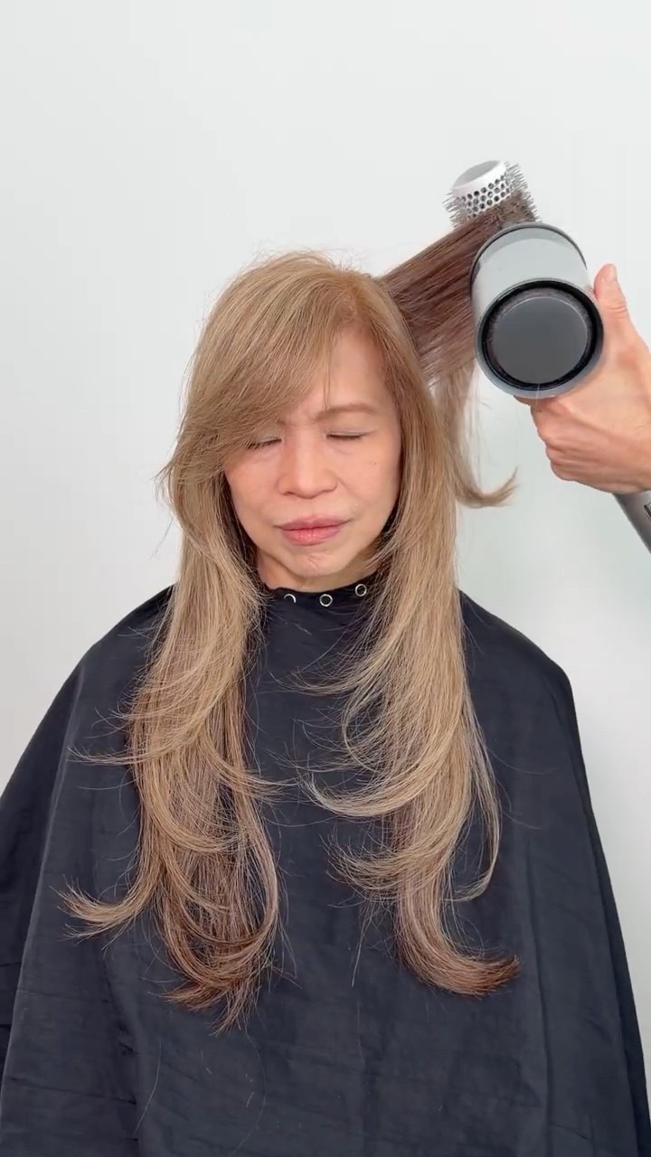 Doing my mom’s hair with the Loreal Airlight Pro Blow Dryer! #haircuttutorial
