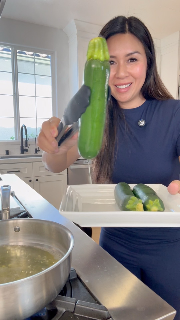 Eating whole boiled zucchini | MyHealthyDish