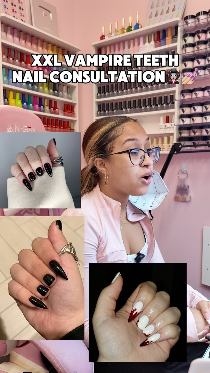 XXL vampire teeth nails??😟🧛🏼♀️ #nails #nailtech