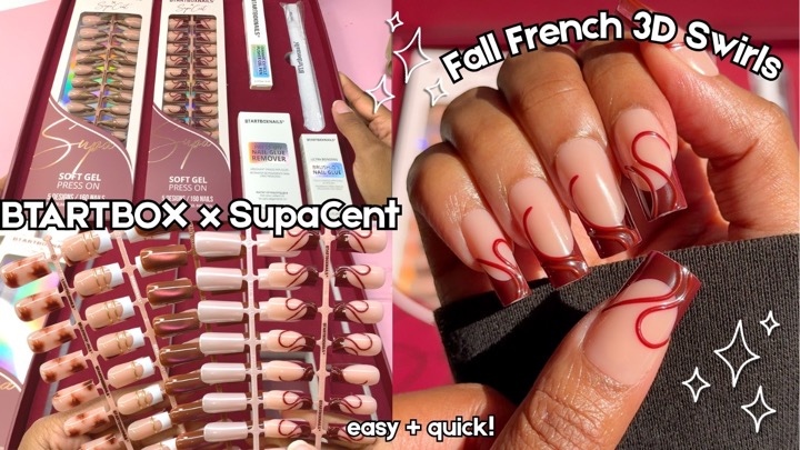 New BTArtBox x Supa Cent Collab! 🌹| Soft Gel Press On Nails Application | Quick Fall Nails