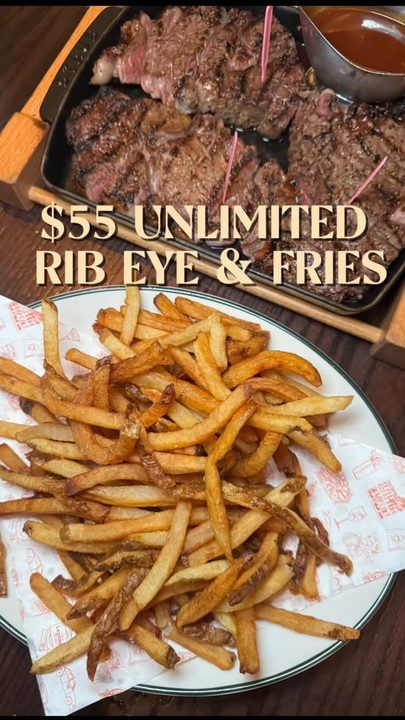 Unlimited ribeye. Unlimited fries. @legaseany has this $55 deal going on EVERY DAY!🥩
This has to be the best deal on steak in the whole city.

Don’t skip the strawberry shortcake. 🍓🍰

📍 Legasea Bar & Grill, 485 Seventh A