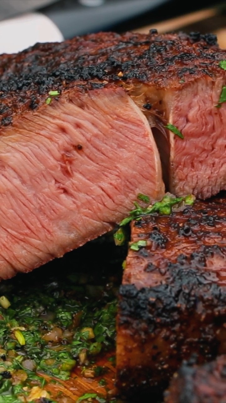 Reverse Sear Ribeye Steak With Board Sauce Recipe #shorts #BBQ #steak