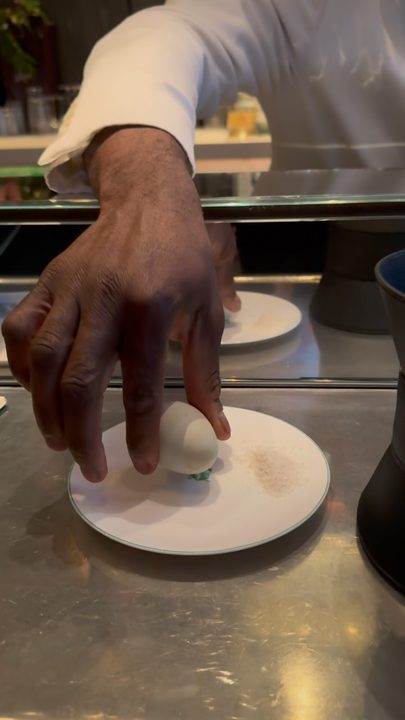 My first time having a sauna egg! Cannot believe this was a bar snack at @barchimera the new project by the Cote team @simonkimnyc at 550 Madison! @professor.baker was amazing to bring this over!! 
.
.
.
.
.
#eats #nycea