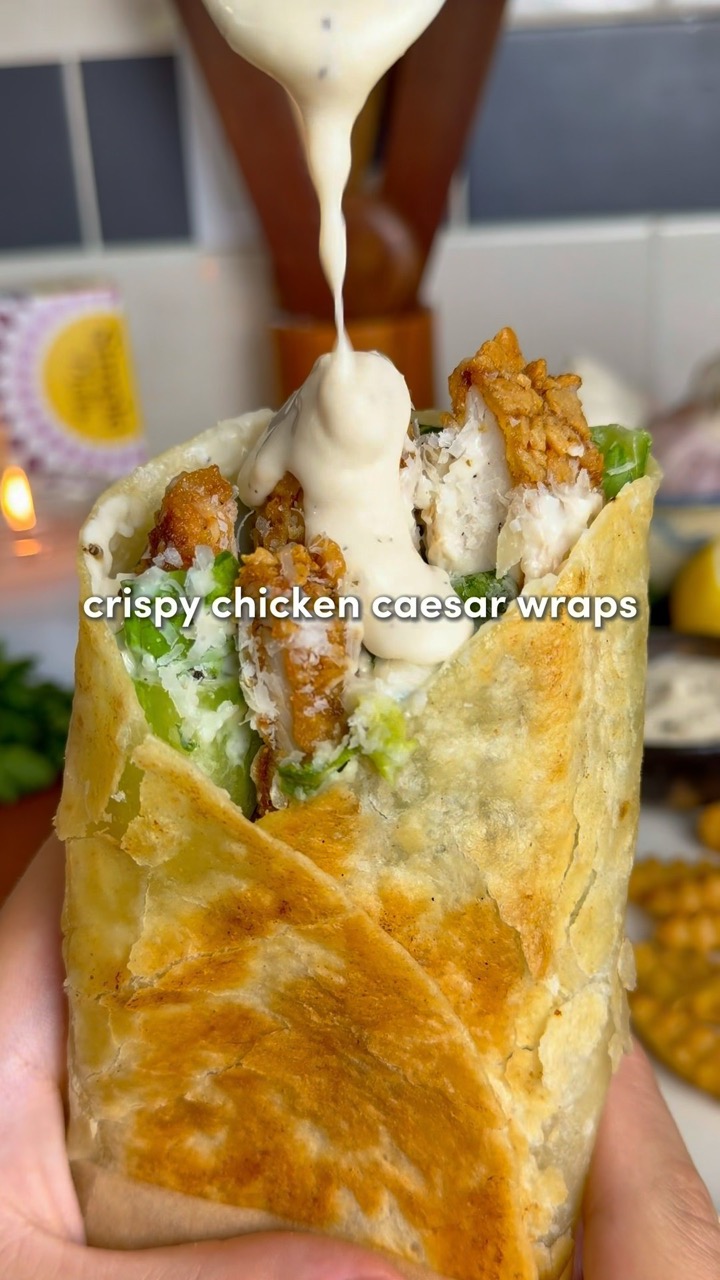 Crispy Chicken Caesar Wraps with @SimpleMills 🔥(Recipe in description & comments)