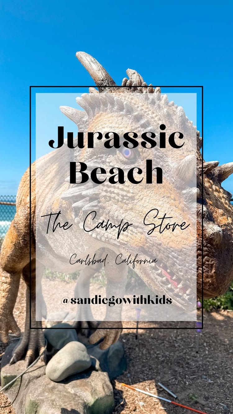 Step back in time at Jurassic Beach at the Camp Store in Carlsbad! Your kids will love exploring the life-sized animatronic dinosaurs.

Jura