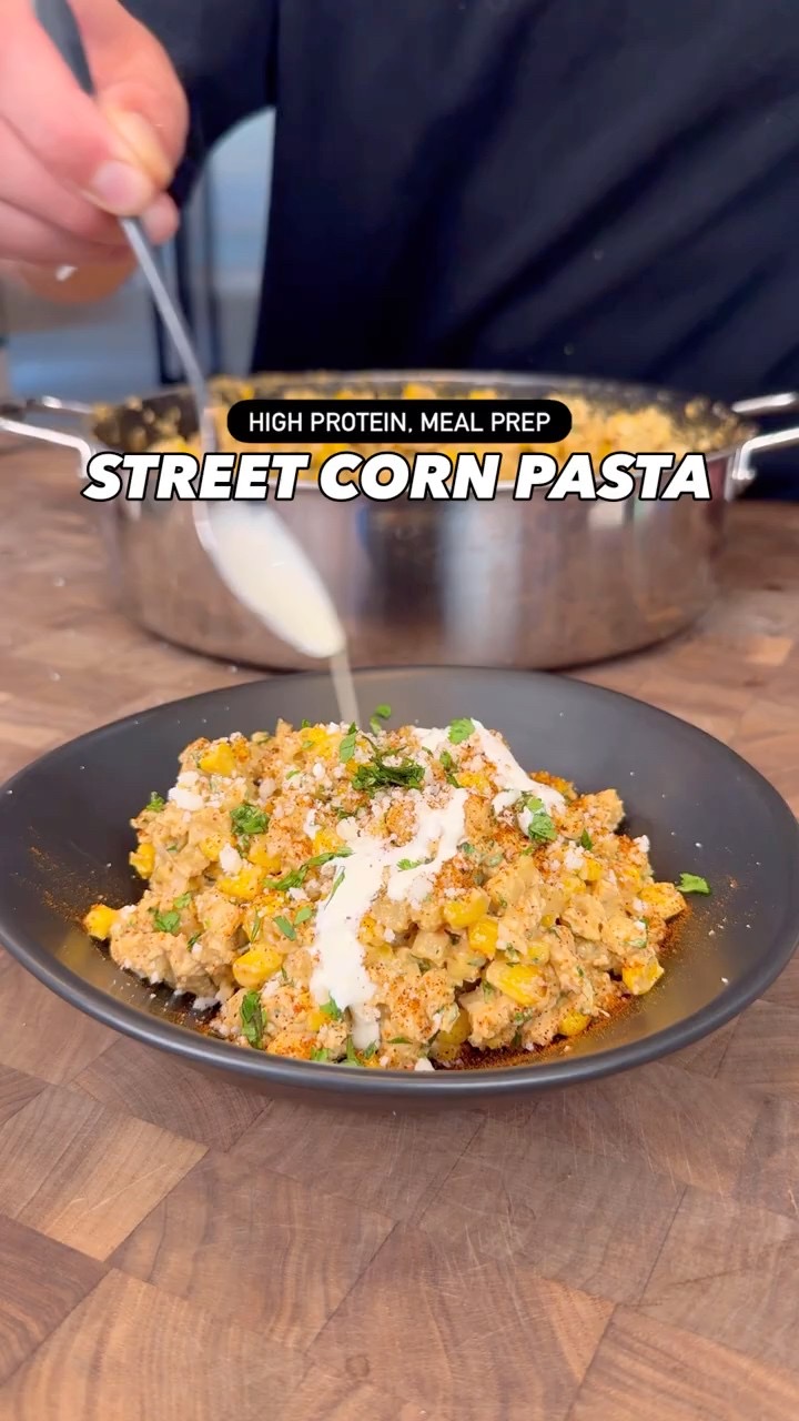 Macro-Friendly, High Protein Street Corn Pasta #shorts