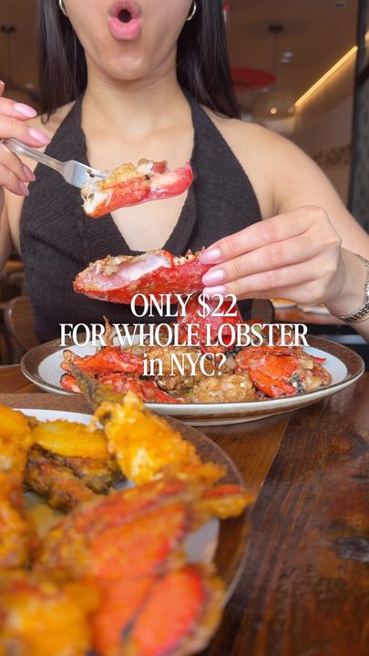 $22 WHOLE LOBSTER DEAL IN NYC?
___

Every Tuesday and Thursday, this NYC restaurant offers a crazy affordable whole lobster deal for ONLY $22.

The whole lobster is wok-fired with shiso and minced pork for the ultimate u