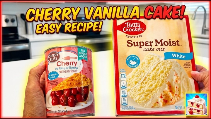 Easy Cherry Vanilla Cake Recipe | Best Cake Mix Hack