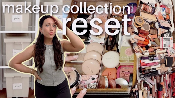 decluttering & organizing my ENTIRE makeup collection / new house setup!