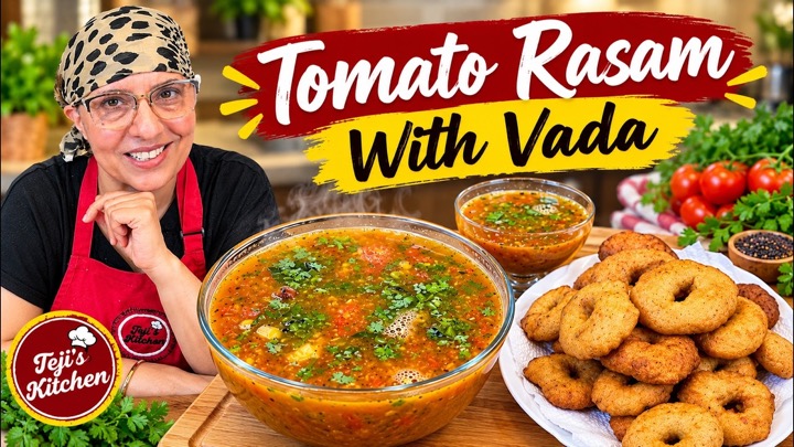 Tomato Rasam With Vada | Easy & Delicious South Indian Rasam Vada Recipe @tejis.kitchen