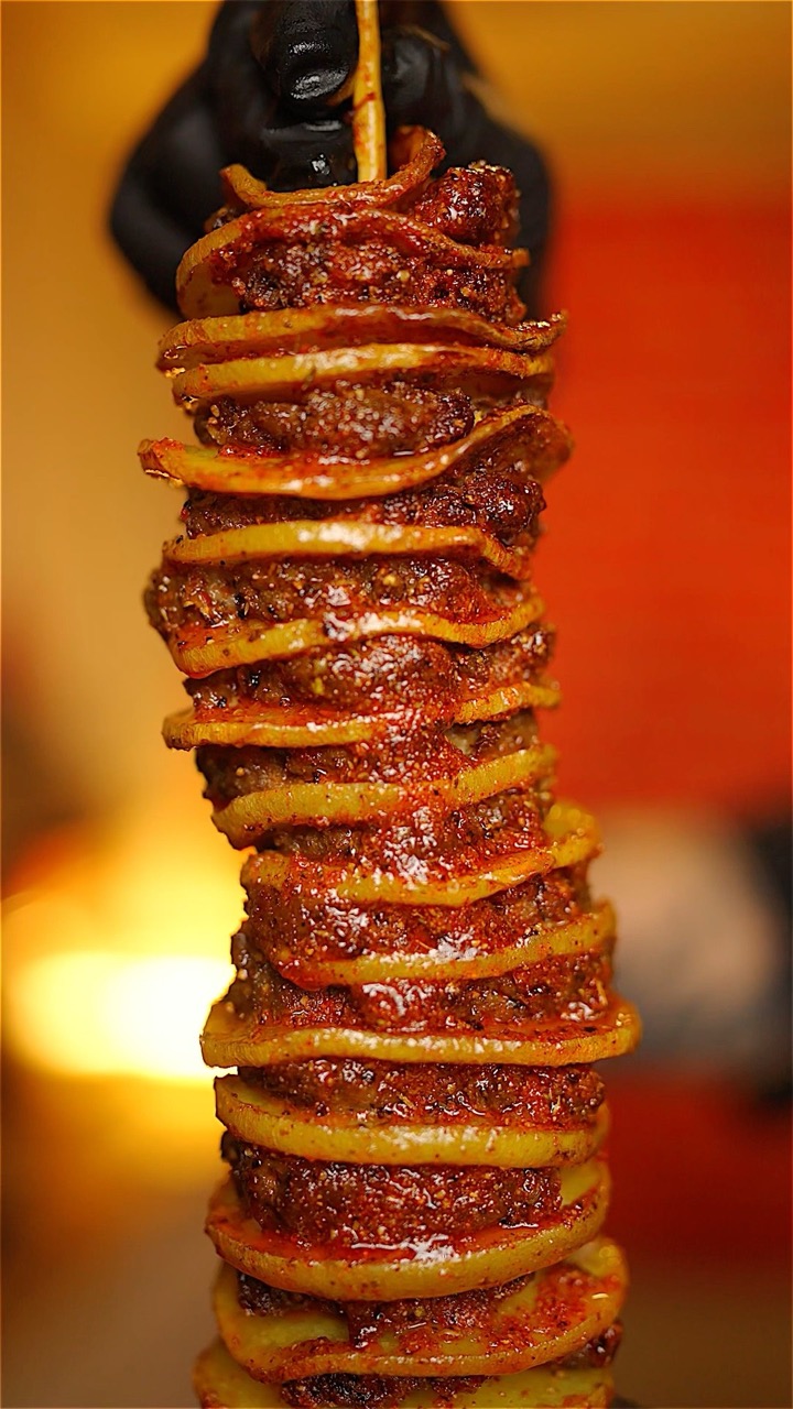 Air Fried Potato Beef Kebabs #kebabs #airfryer #airfryerrecipes #easyrecipe #viralrecipe #tftibbq