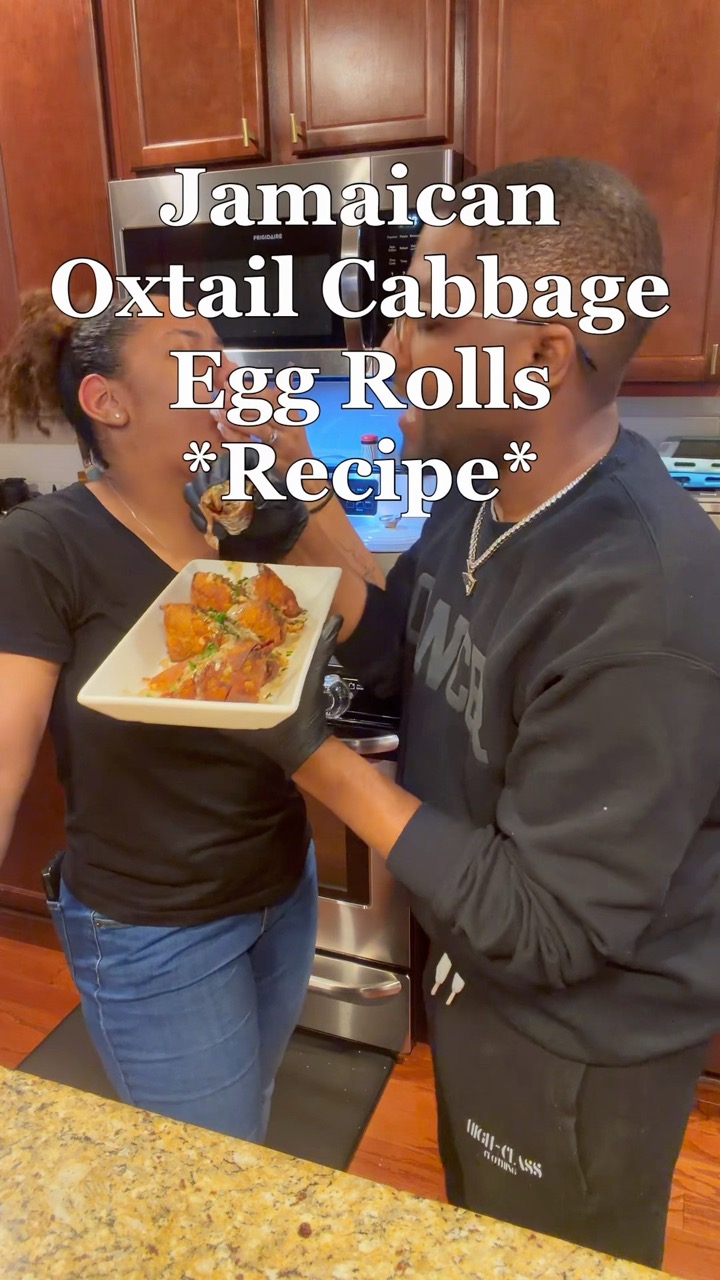 Jamaican Oxtail Cabbage Egg Rolls hit DIFFERENT 🔥🤤 #Oxtail #JamaicanFood #Shorts