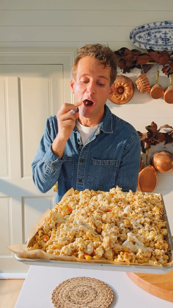 Popcorn only gets better with peanut butter and white chocolate