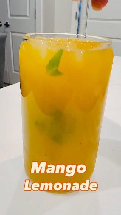 Summer Special Mango Lemonade 🥤🍋 🥭 👩🏻‍🍳 
#Mangolemonade
.
.
.
.
.
.
recipe:
~Mango Pulp ( from fresh mangoes)
~ lemon juice sugar & Chaat masala decoction
~ Fresh mango pieces , sliced blueberries & mint leaves for garni